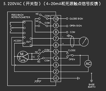220VAC開關(guān)型<a href='http://www.tping.net/Product/diefa/diandongdiefa/' target='_blank'>電動(dòng)<a href='http://www.tping.net/Product/diefa/' target='_blank'>蝶閥</a></a>接線圖