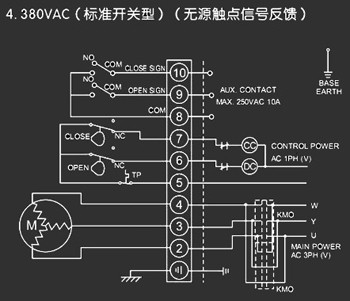 380VAC標(biāo)準(zhǔn)開關(guān)型<a href='http://www.tping.net/Product/diefa/diandongdiefa/' target='_blank'>電動(dòng)<a href='http://www.tping.net/Product/diefa/' target='_blank'>蝶閥</a></a>接線圖